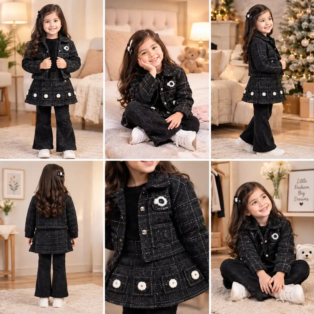IMPORTED BLACK FLORAL 3-PIECE SET