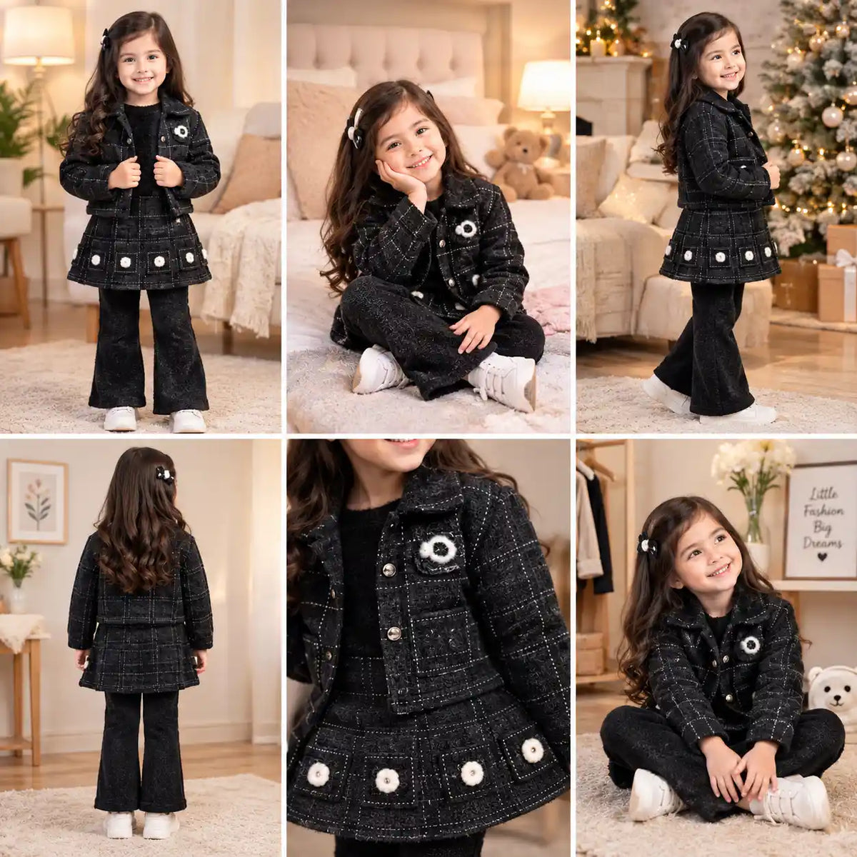 IMPORTED BLACK FLORAL 3-PIECE SET