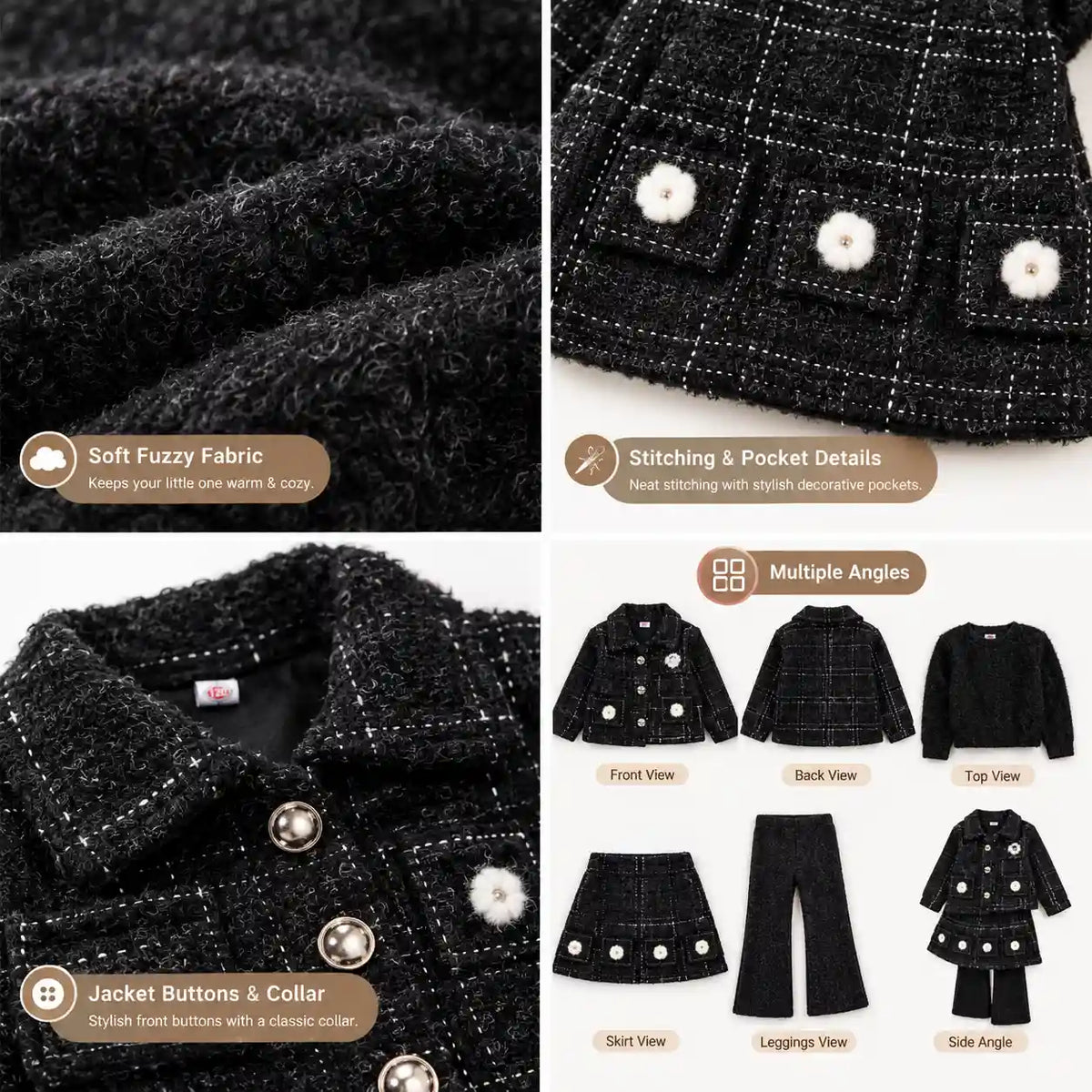 IMPORTED BLACK FLORAL 3-PIECE SET