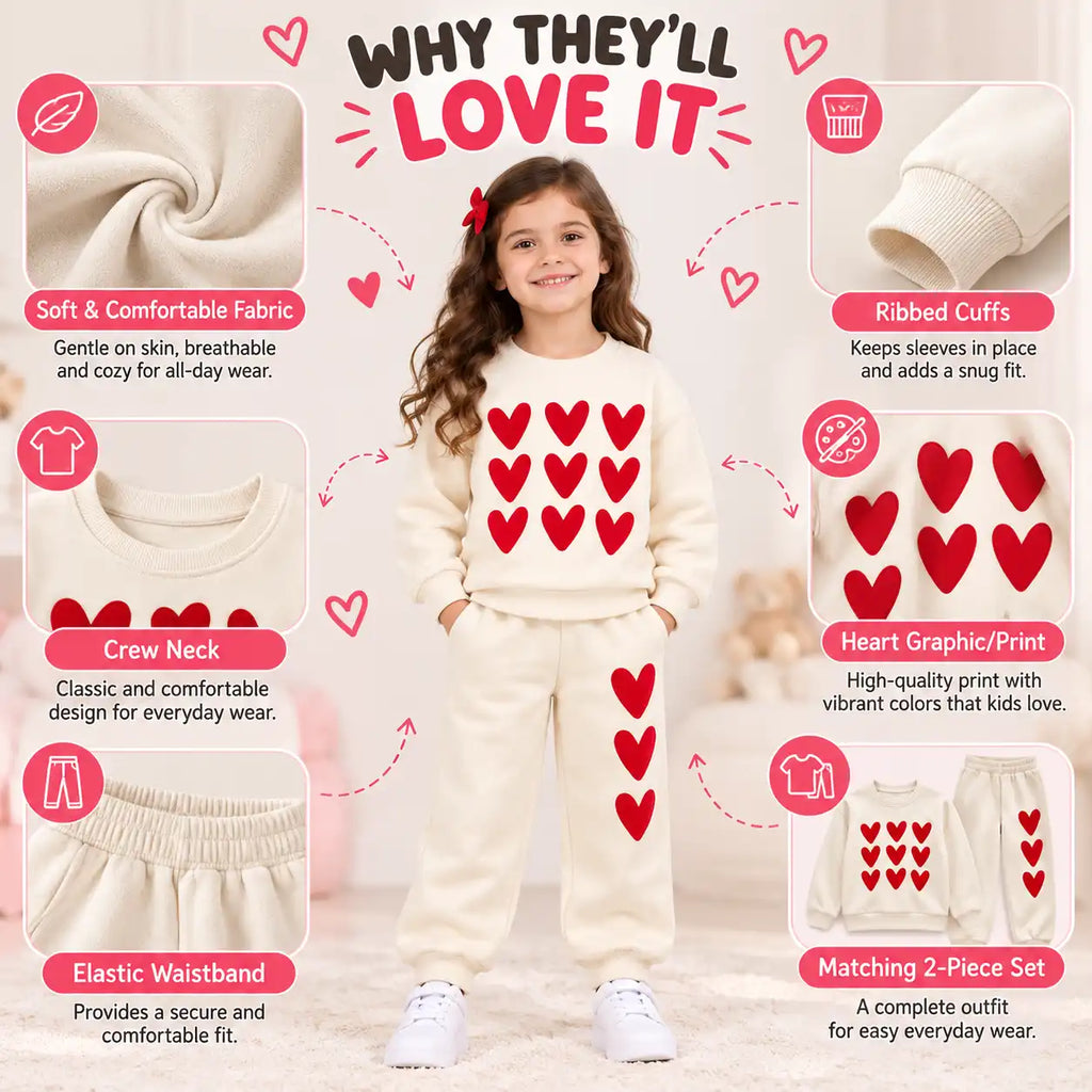 CUTE HEART SWEATSUIT SET