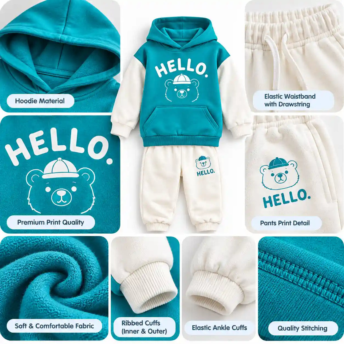 HELLO SOFT BEAR HOODIE SET