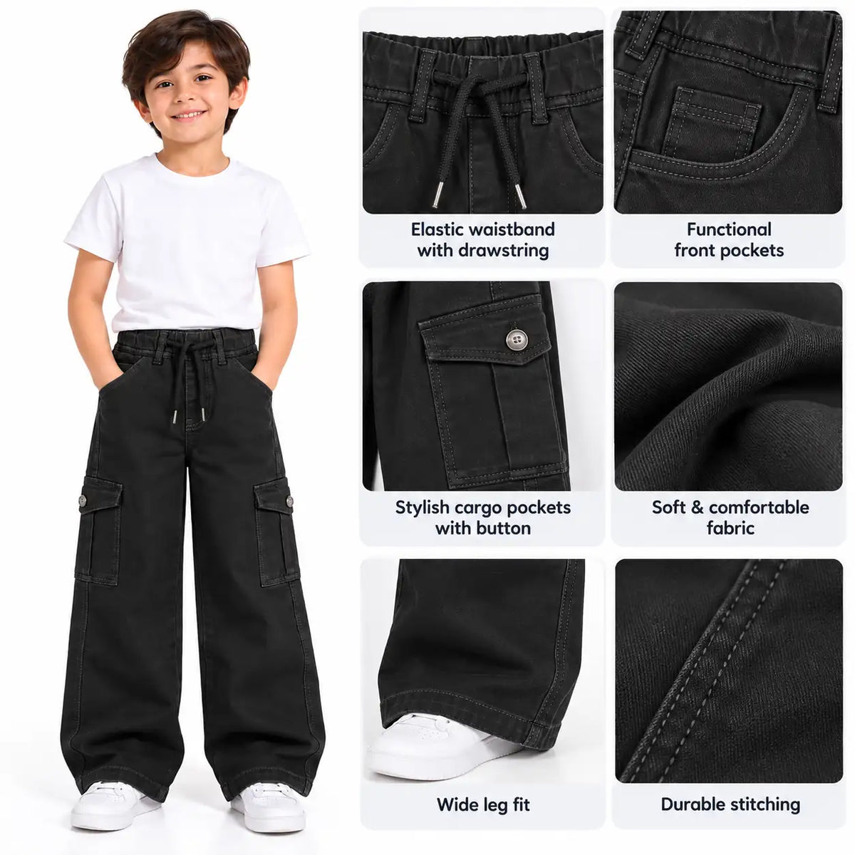 BLACK CARGO STYLE PANTS