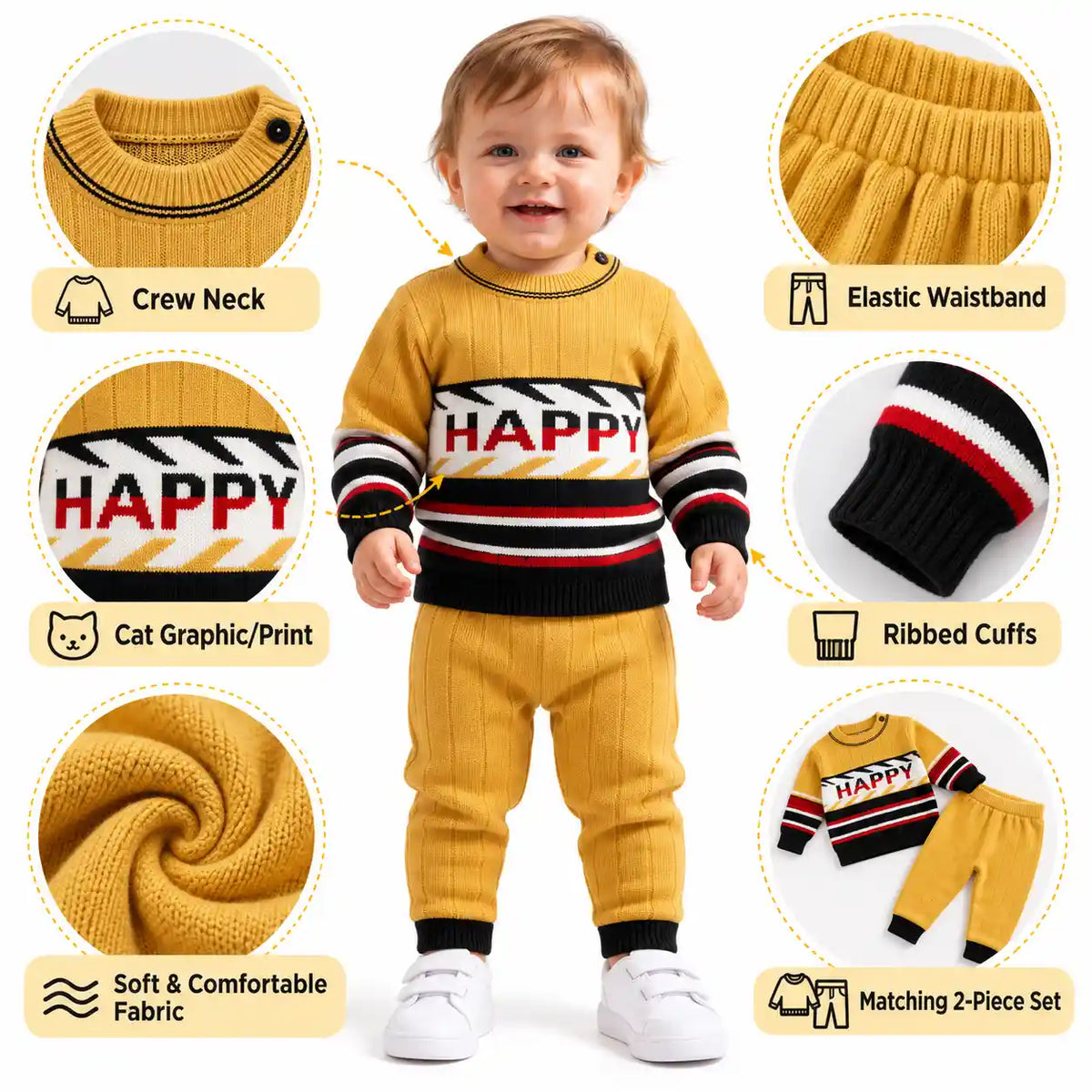 HAPPY PREMIUM STRIPE WINTER SET