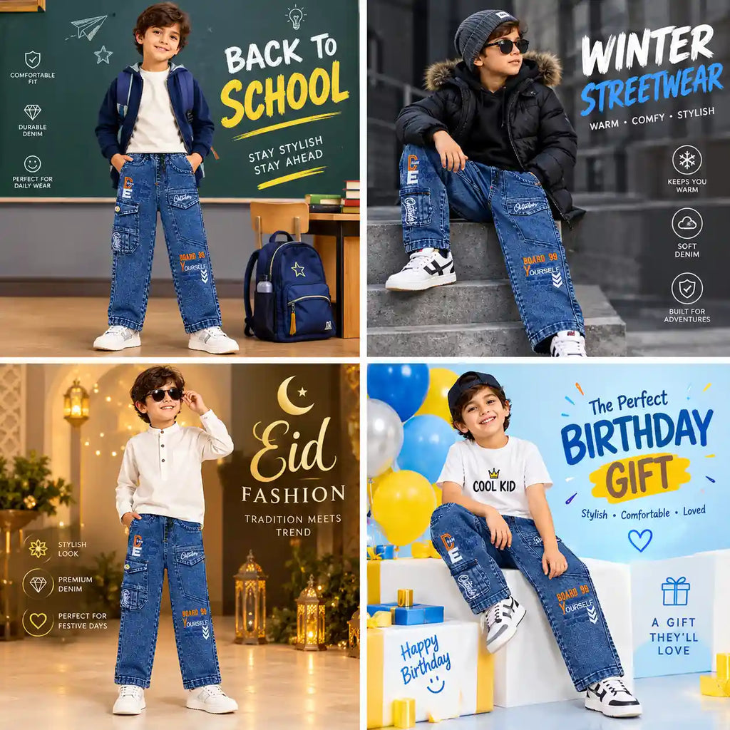 STYLISH DENIM CARGO PANTS