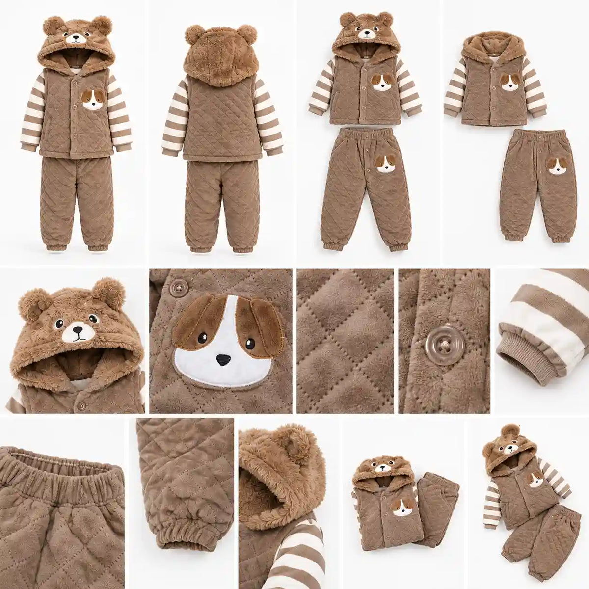 TEDDY BEAR HOODED WINTER SET