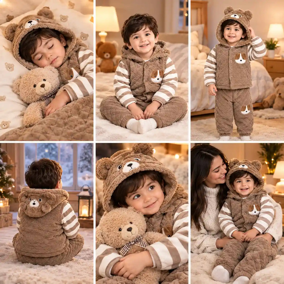 TEDDY BEAR HOODED WINTER SET